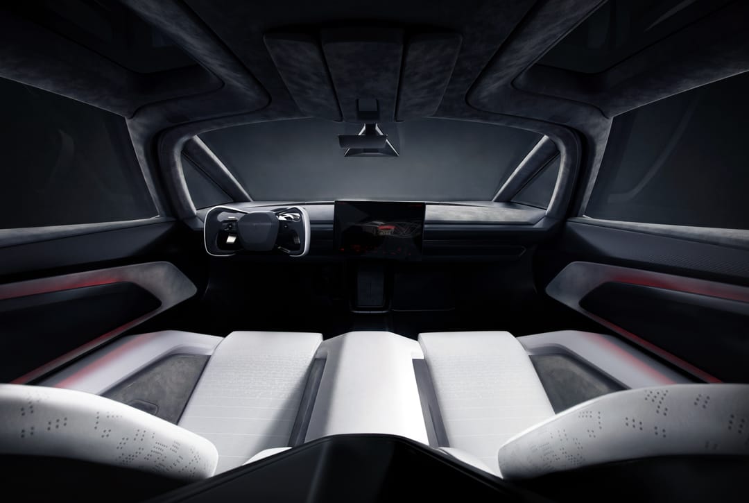 Tesla Roadster. Interior: Ultrawhite seats facing the dash
